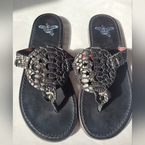 Freebird Black Vallarta Moon and Stars Leather Sandals 7